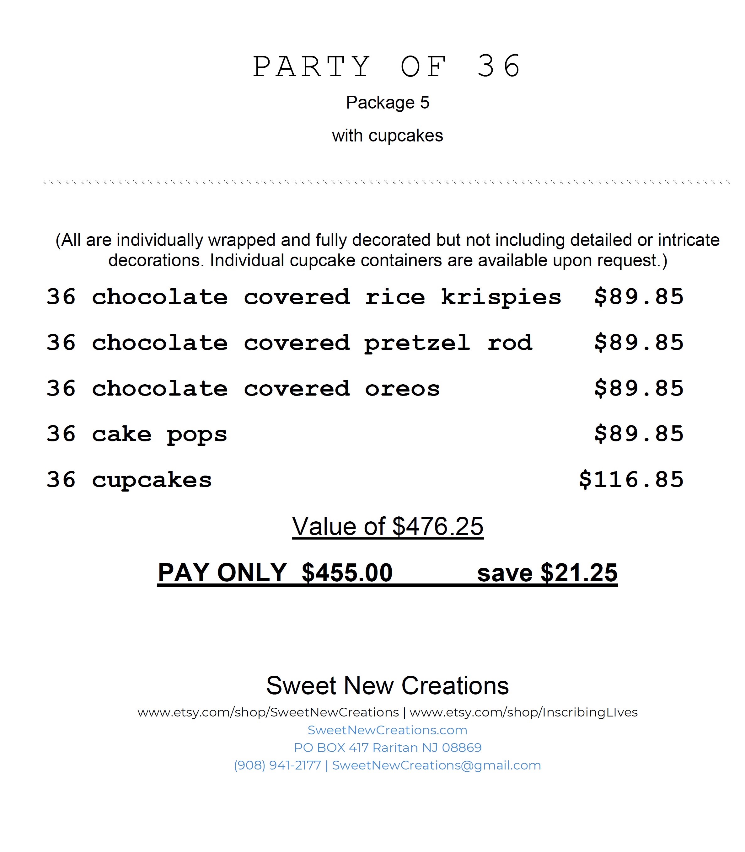 Party of 36 with cupcakes